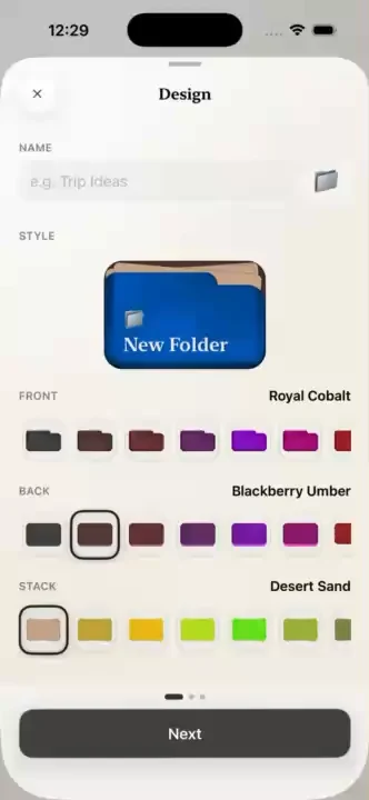 Fold recording showing the schema and folder setup flow